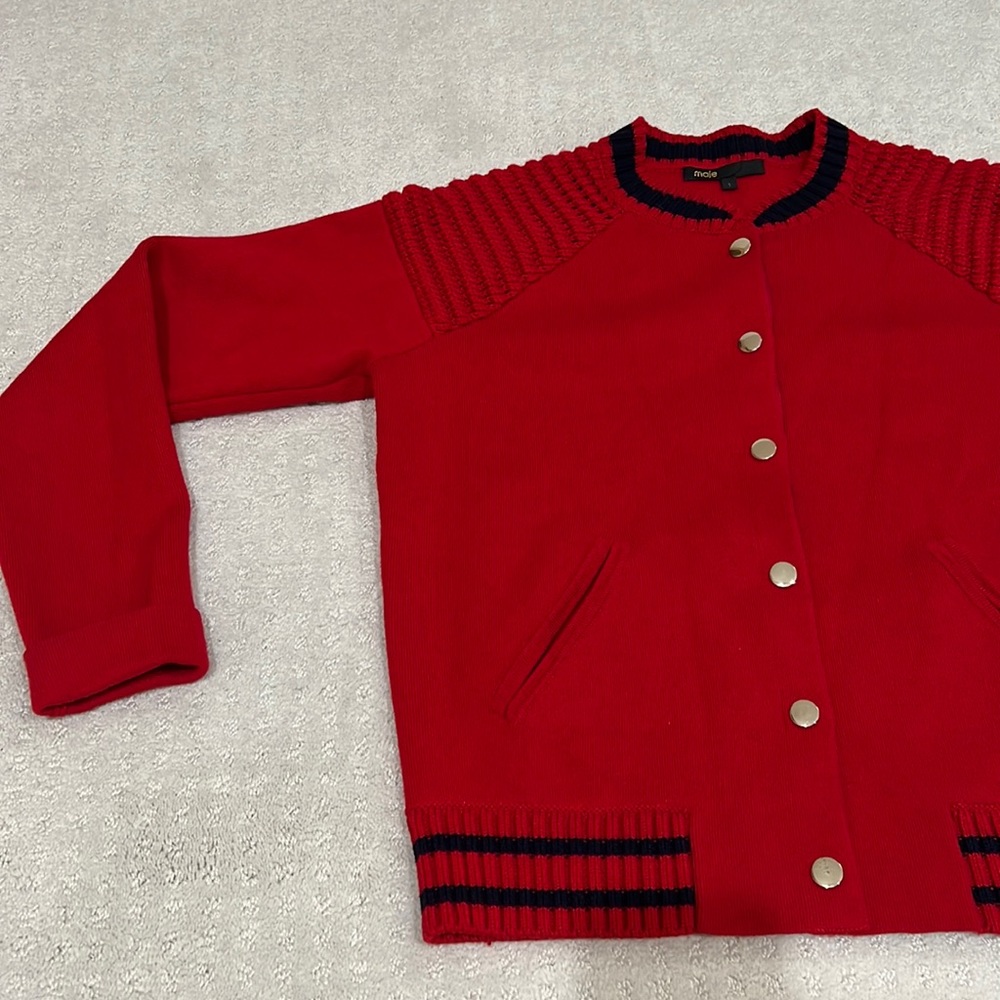 MAJE knit varsity bomber jacket